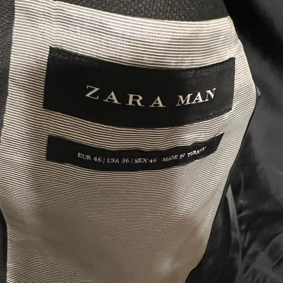 Mens Zara suit blazer grey size 36 - Picture 3 of 3